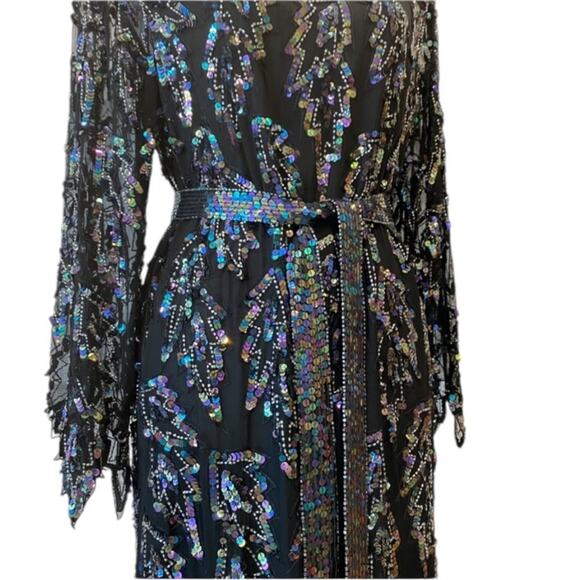 Vintage Dresses & Skirts - Vintage Cocktail Dress Medium Silk Beaded 80s 20s Semi Formal Party RARE MCM